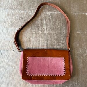 Prada Vintage Pink Suede Patent Mini Shoulder Bag Y2K